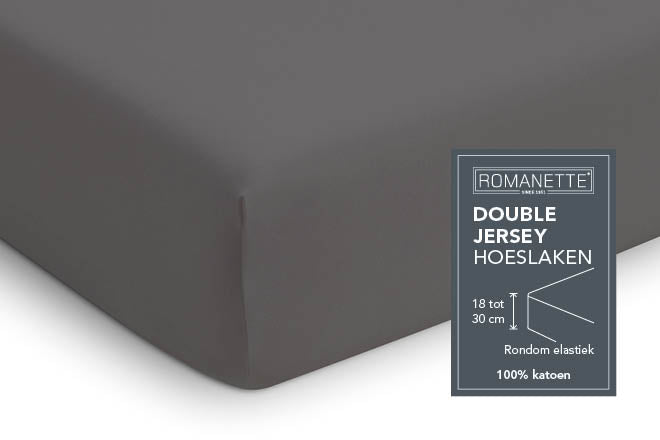 Hoeslaken Double - Jersey - Antraciet - detail