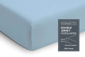 Hoeslaken Double - Jersey - Blauw - detail