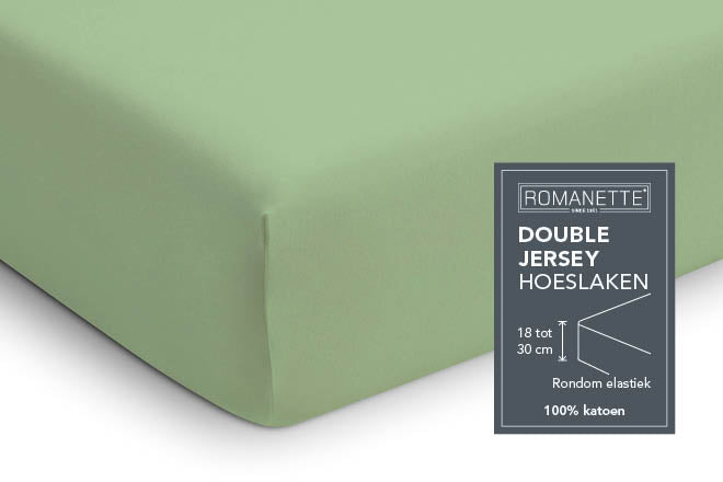 Hoeslaken Double - Jersey - Dustygreen - detail
