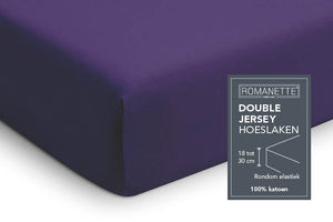 Hoeslaken Double - Jersey - Paars - detail