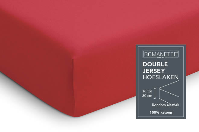 Hoeslaken Double - Jersey - Rood - detail