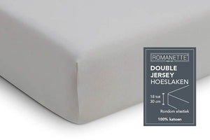 Hoeslaken Double - Jersey - Zilver - detail