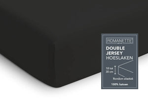 Hoeslaken Double - Jersey - Zwart - detail